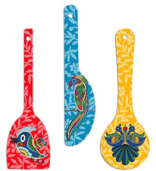 Artvibes Cucchiai da parete in legno con uccellini, per casa, ufficio, soggiorno, regalo, articoli di decorazione moderni, decorazione da parete della cucina, oggetti da appendere per la casa