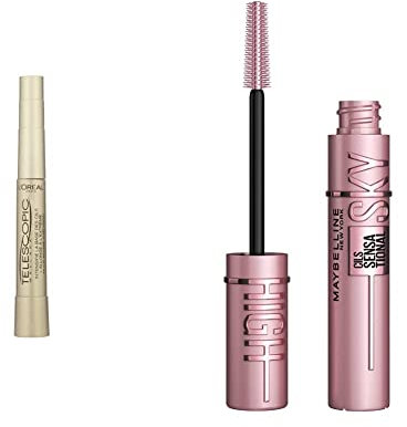 L'Oreal Paris Telescopic & Maybelline New York Lash Sensational Sky High Mascara, Volumising & Lengthening, Shade: 01, Black, 7.2 ml (Pack of 1)