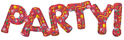 PEPPA PIG Folienballon * PARTY! * als Deko für Kindergeburtstag und Kinder Party | 25x77cm | für Luft und Helium | Wutz George Kinder Geburtstag Ballon Dekoration Folienballons