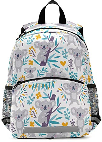Anantty Kinderrucksack Süß Koala Bär Blumen Blätter Kleiner Freund Kindergartenrucksack für 2-6 Jährige Kinder im Kindergarten und Kinderrucksack für die Kita