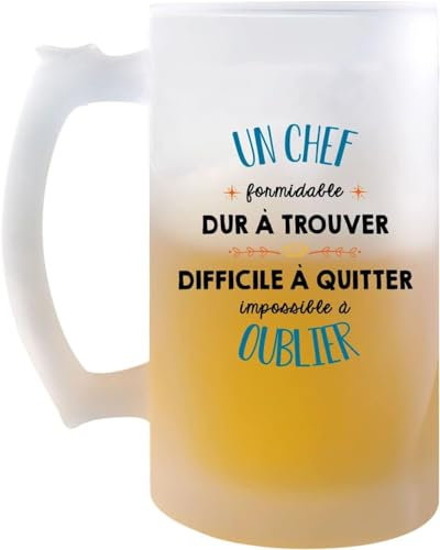 Planetee Chope de bière Formidable Chef | Idée Tasse Cadeau Travail Boulot Métier Retraite Collègue Pinte cervoise