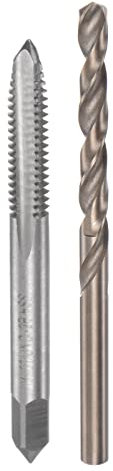 sourcing map Ensembles Tarauds et Embouts, 1/4-20 UNC 2B Droit Cannelure Machine Filetage Taraud Fraisage, 5.1mm M35 Cobalt Haute Vitesse Acier (HSS-CO) Foret Hélicoïdal