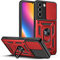 LBH Armor Coque de protection pour Samsung Galaxy S21 - Avec protection de l'appareil photo - Extérieur - Anti-chocs - Anneau en métal à 360 ° - Support pour téléphone portable - Magnétique - Rouge