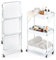 NTEK White 3 Tier Foldable Storage Trolley Cart | Foldable Rolling Carts | Trolley with Locking Wheels