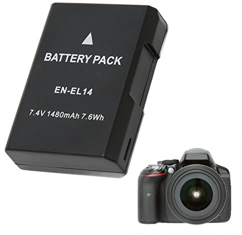 Batterie Lithium-ION 1480mAh en EL14 pour D5300 D3200 D5200 D3400 D5600 D3500 D3300 D3100, Batterie de Remplacement D'appareil Photo Standard