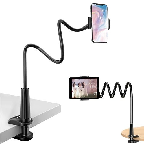 TOVARIN® Super Soporte Movil Universal con Cuello de Cisne 360° para Móvil | Soporte para Movil Ajustable para Mesa o Cama | para iPhone 16 15 Pro MAX Huawei Samsung Xiaomi Smartphones
