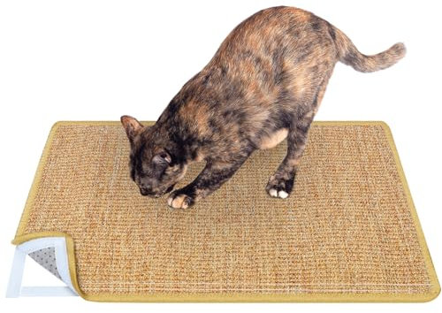 Domkan Rascador para Gatos Sofa, Alfombra Rascador para Gatos Antideslizante, Alfombra de Sisal para Gatos, 60x40cm, Marrón