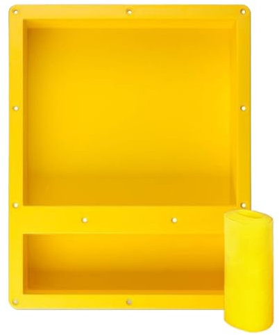 UNI-DRAIN Nicchia doccia piastrellabile, inserto a parete in plastica ABS, doppio ripiano da incasso per rinnovamento di ambienti umidi e bagno, nastro impermeabile incluso, 40 x 50 cm