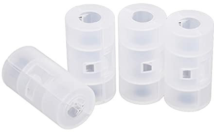 Lot de 4 adaptateurs de piles AA portables universels pour piles AA à taille C - Boîte de rangement translucide pour batterie Aa vers taille C