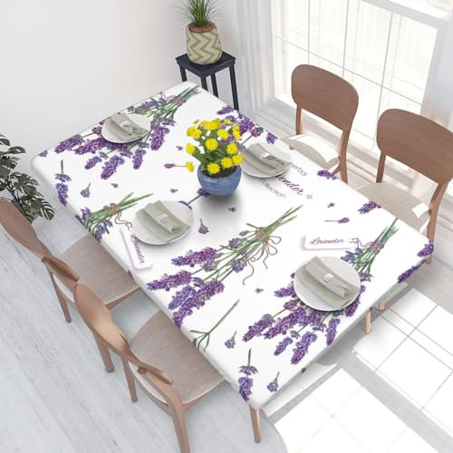 Tischdecke, wasserdichte, passgenaue Tischdecke mit elastischen Kanten, 1,2 m für die Küche, Lavendel auf der bunten Provence im Vintage-Stil