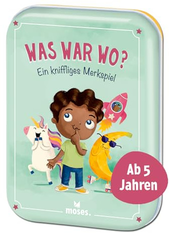 moses.90165 Vad var ? Tidlöst minnesspel för hela familjen, underhållande barnspel roliga illustrationer, resespel för barn från 4 år, brun