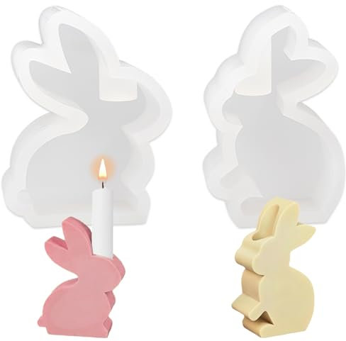 Silikonform Ostern, 2 Stück Silikonformen Gießformen Ostern, DIY Kaninchen Silikon Gießform Kerzenhalter Gießform Silikonform Hase Giessform Silikon Gießformen Silikon für Osterdeko