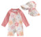 Traje de baño de una pieza de niño bebé niña con cremallera de manga larga anti-UV con sombrero, Rosa Flores, 0-3 Meses