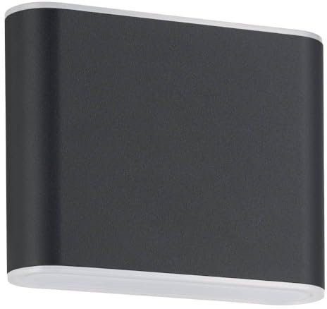 EGLO LED Außenleuchte Grutti, Wandleuchte außen mit Up und Down Beleuchtung, Wand Außenbeleuchtung aus Aluminium in Anthrazit, Außenlampe warmweiß-kaltweiß, IP65, 11,5 cm