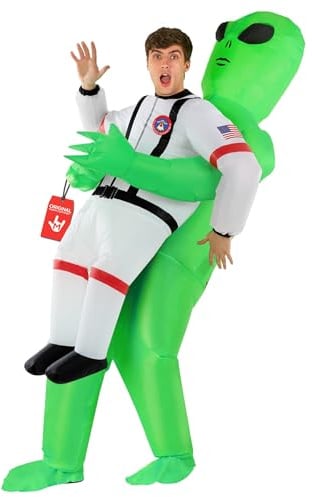 Morph Disfraz Alien Hinchable Adulto, Disfraz Halloween Hombre | Traje Inflable Blanco de Alien, Ventilador Integrado, Se Infla en Segundos, Perfecto para Halloween, Siempre un Éxito