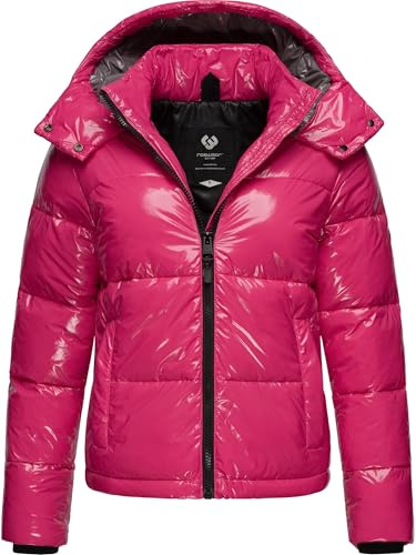 Ragwear Shiny Damen Winterjacke warm aus glänzendem Material mit (Abnehmbarer) Kapuze Roobie YOUMODO XS-3XL