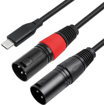 KEALBAUS Bochara tipo C entrada a doble salida XLR macho cable de audio OFC para altavoces amplificador mezclador 300 cm