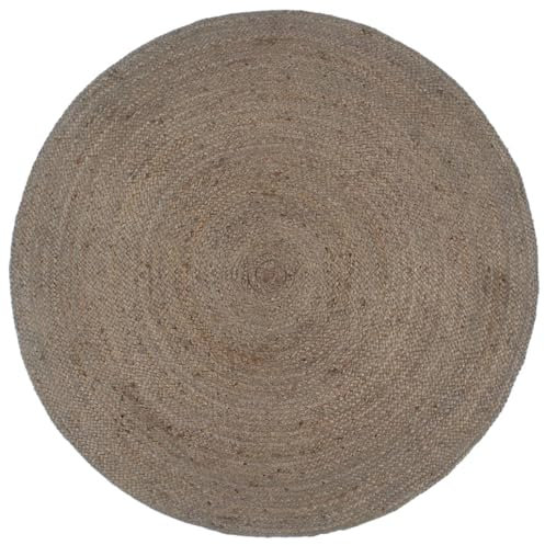Sufrk Alfombra de Yute Tejida a Mano Redonda Gris 240 cm Alfombras Redondas Lavable Alfombras para Salon