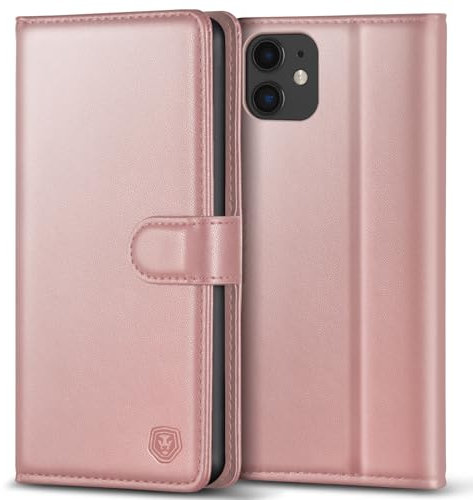 Handyhülle für iPhone 12 Hülle iPhone 12 Pro Hülle Leder Klapphülle Brieftasche Kartenfach Ständer Magnet Handytasche Case Schutzhülle für iPhone 12/12 Pro (6,1 Zoll) - Roségold