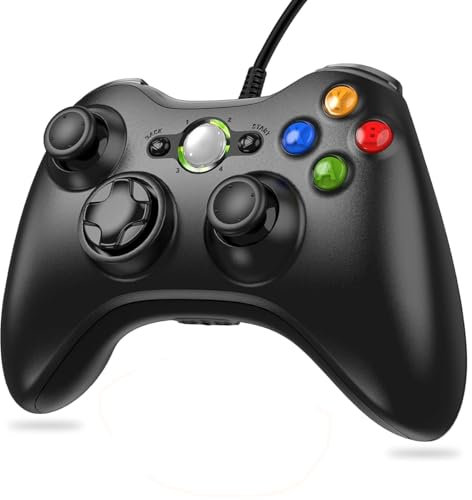 Lunriwis controller Xbox 360, Xbox 360 Wired Controller Gamepad, PC Gaming Joystick (con cavo USB) per Microsoft Xbox 360 e PC (Windows 7/8/10/XP/Vista)