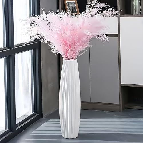 JIDOFUE Weiße Keramik Vase 28 Inches/71 cm Tall Floor Flower Vase Halter Dekorative Große Vasen für Tisch Centerpieces Regal Home Decor Wohnzimmer Getrocknete Blumen Einfache Arrangement Vase