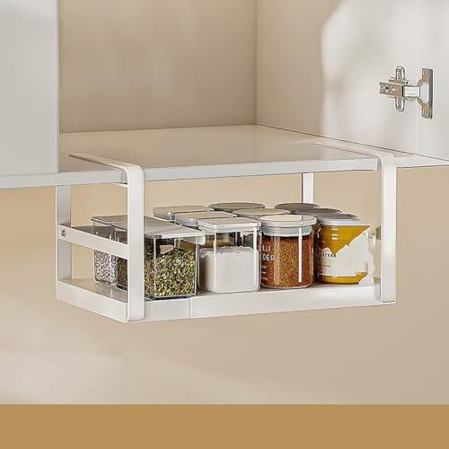 Generisch Cesto sospeso per scaffali, in metallo, ripiano inferiore, cestino da appendere, per cucina, ufficio, dispensa, bagno, armadio, colore acciaio inox