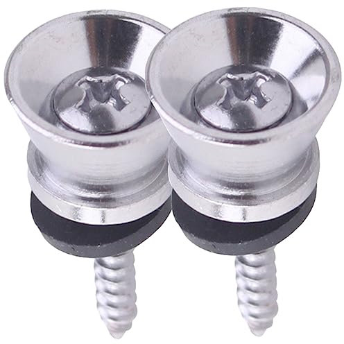 DRESSOOS Gitarrengurt Metallknöpfe Mushroomförmig 2 Stück Silber Sicherheits Gurtschloss Für E-gitarre Und Bass