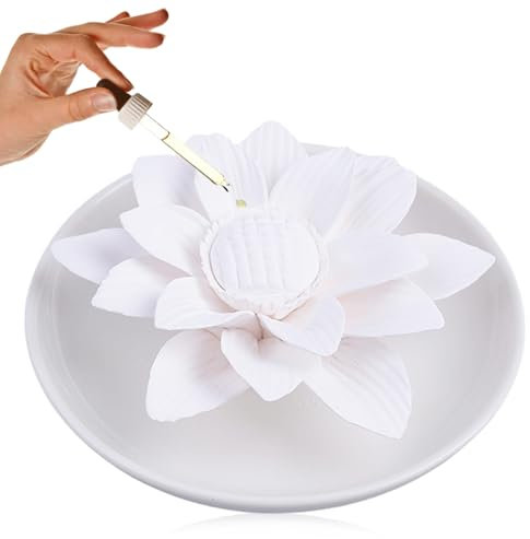 Duftstein, Duftstein für Ätherische Öle Diffuser Ätherische Öle Diffuser mit Keramik Räucherkiste, Diffuser Aroma Diffuser für Schlafzimmer, Badezimmer, Büro, Auto (Weiß2)