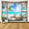 Calefee Wandbehang 260 x 240cm, Wandteppich Polyester für Wohnzimmer, Tapisserie Naturlandschaft Meer, Sonnenlicht