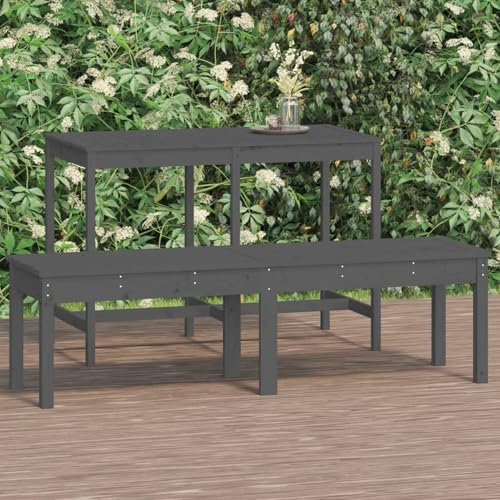 Juroupi Gartenbank 2-Sitzer Sitzbank Outdoor Balkon MöBel Garten Lounge Garten Sitzbank Grau 159,5x44x45 cm Massivholz Kiefer