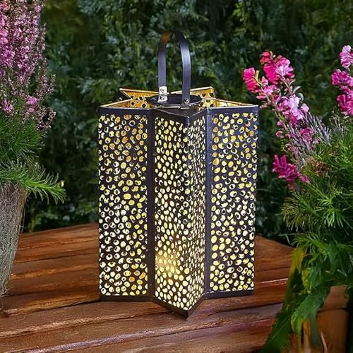 Marco Paul Large LED Solar Lantern Lighting for Garden 30cm Light Up Star Outdoor Decoration Hanging Light Outdoor Table Light Warm White Garden Lighting