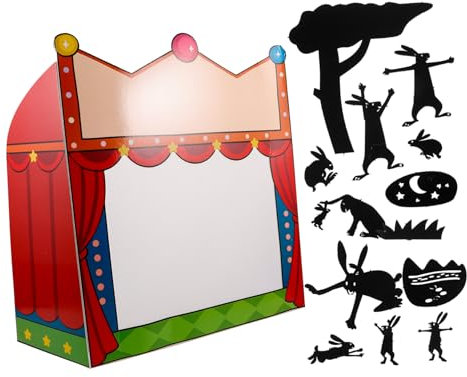 Supvox 1 Satz Lehrmittel Für Die Schattenbühne Karnevalsspiele Schattenmarionetten Roter Vorhang Hintergrund Zirkus-Halloween-Dekorationen Schattenfiguren Für Holzspielzeug Papier