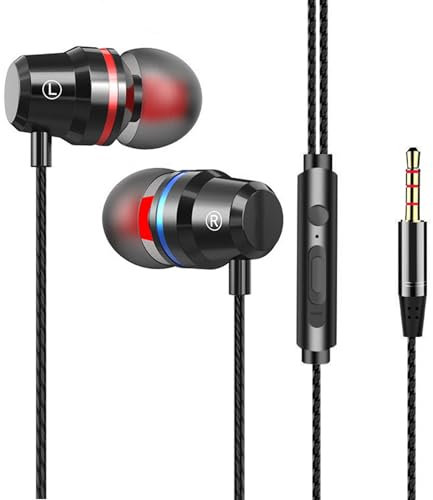 Van Ness Ecouteurs Filaire, Ecouteur avec Microphone et Contrôle du Volume, Oreillette Filaire Stéréo Anti-Bruit Compatibles la Plupart des Appareils 3,5 mm pour iPhone, Android, MP3 etc. Noir