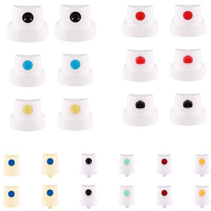 Tinoaly 24pcs Spray Can Nozzle, Universal Spray Paint Caps Adapter for Female Cans Spout Bottle Nozzle Replacement for Wall Graffiti Art Creation Painting