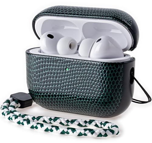 Rixeny Veganes Leder Hülle für Apple AirPods Pro 3 (2025) Schutzhülle, Grün