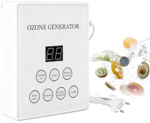 Generador de Ozono para Agua y Aire, Equipo de Ozono 400 mg h con Temporizador, Montaje en Pared o Mesa, Herramienta de Desinfección para Coche, Habitaciones, Frutas y Verduras