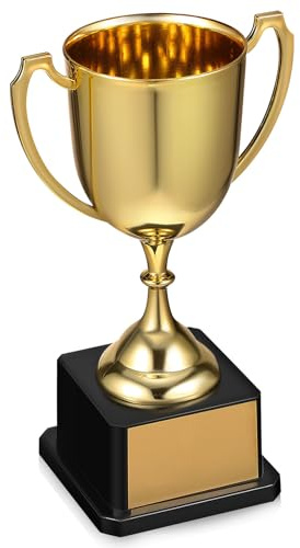 Veemoon Goldfarbener Kunststoffpokal für Sport und Partywettbewerbe Kompakte Auszeichnungstrophäe als Spiel und Belohnungspreis
