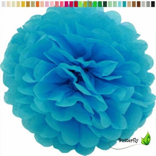 Creativery 1 Papier Pompon 25cm (türkis 340) // Pompoms Bommel Papier Kugel Seidenpapier Pom Pom Deko Hängedeko Raumdeko Blumen