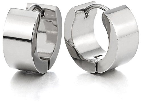 Paar Creolen für Herren Damen, Edelstahl Huggie Ohr Manschette Ohrringe, Fake Piercing