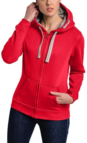 HRM Damen Hooded Jacket I Premium Kapuzenjacke Damen mit Kontrast-Innenfutter I Basic Hoodie mit Reißverschluss I Zip Hoodie I Hochwertige & nachhaltige Damen-Oberteile