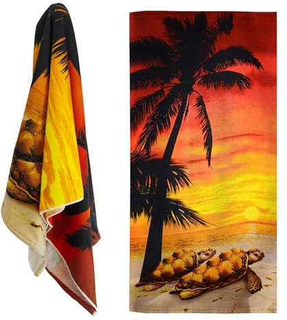 GEEZY Microfibre Beach Towel, Tortoise Design - Quick Drying, Lightweight, Sand-Free, Large & Durable, Summer Design - Beach Essentials for Travel, Holiday, Swimming, Sauna, Adults & Kids, 70x140cm