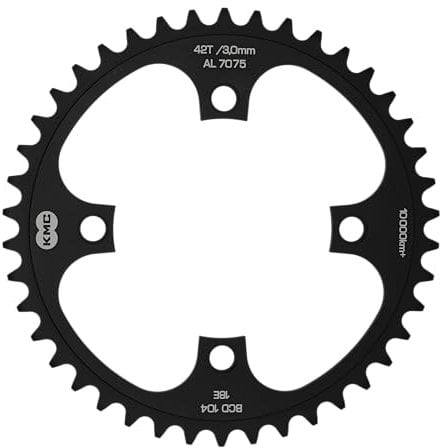 KMC Unisex – Erwachsene Kettenblatt für E-Bike 42 Zähne,schwarz eloxiert,1/2x1/8,SB-Verpackung