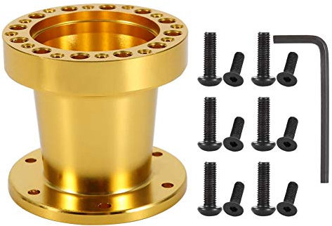 2 Colors 3inch Universal Car Steering Wheel Hub Aluminum Spacer, Steering Wheel Hub Adapter Kit(Gold)