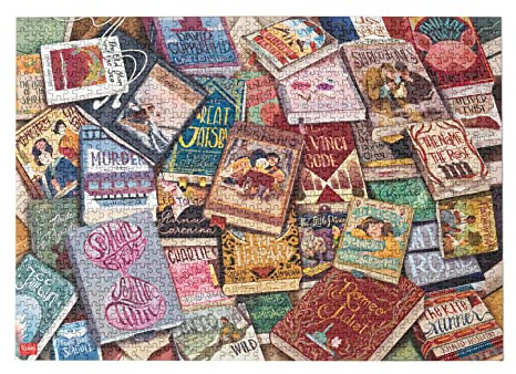 Legami-Puzzle mit 1000 Teilen, mit Anleitungsposter und Stoffumschlag, Brettspiel, in plastifizierter Pappe und Stoff, Book Lover Thema, 68 x 48 cm