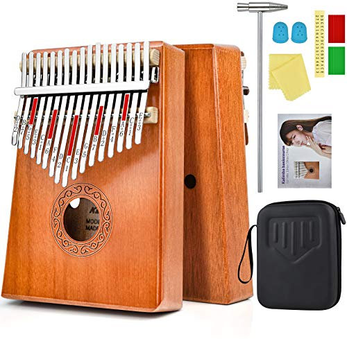Kalimba 17 Teclas Calimba Thumb Piano Profesional Instrumentos Musicales Marimba Kalimba 17 Claves de Madera Portátil con Martillo de Afinación y Accesorios