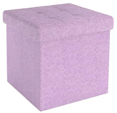 INTIRILIFE Faltbare Sitzhocker 30x30x30 cm in Lotus ROSA - Sitzwürfel mit Deckel und Stauraum aus Stoff mit Mulden - Sitzcube Fußablage klappbare Aufbewahrungsbox Truhe Sitzhocker