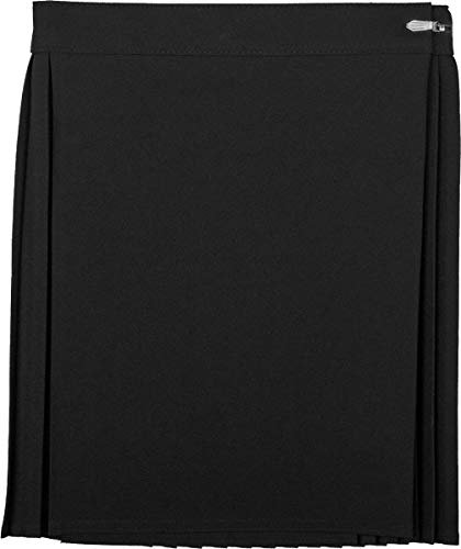 STAR FASHION Kids Girls School Uniform P.E. Netball Sports Gym Skirt Kilt Knife Pleats Wraparound Skirts Drop Waist Pleated Summer Skirt’s Sportswear (Waist 34) Black