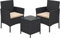 SONGMICS Balkonmöbel, Gartenmöbel-Set, aus PE-Polyrattan, Lounge-Set, Tisch und 2 Stühle, Terrassenmöbel, Outdoor, für Terrasse, Balkon, Garten, schwarz-Taupe GGF003B01