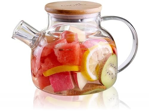 CnGlass Teekanne Glas mit Siebeinsatz, Klare Glasteekanne 900ML/30,4OZ, Herdplattensichere Glas Teekanne für lose Blätter und blühenden Tee, blühendes Tee Geschenk Set