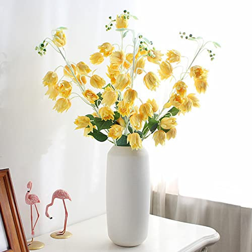 Artificial Flowers 83cm Campanula Floor Flower Silk Perennial Plant Dried Flower Wedding Party Furniture Living Room Decoration-yellow